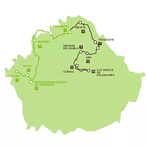 Mapa de Castilla-La Mancha mostrando destacada la provincia de Cuenca