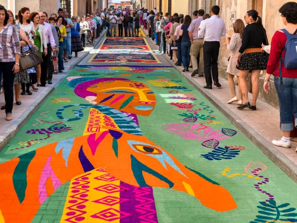 Visitantes durante el Corpus de Elche de la Sierra