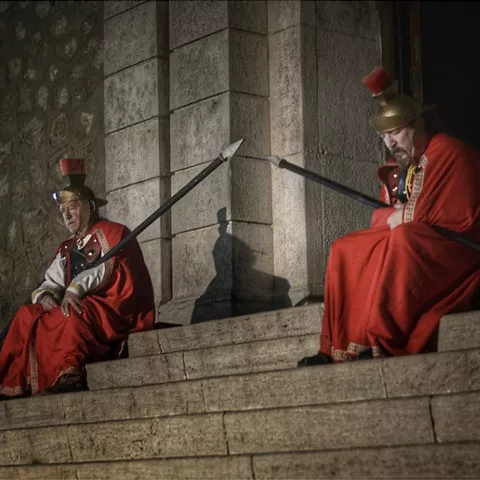 Soldados romanos participando en la Pasión Viviente de Tarancón