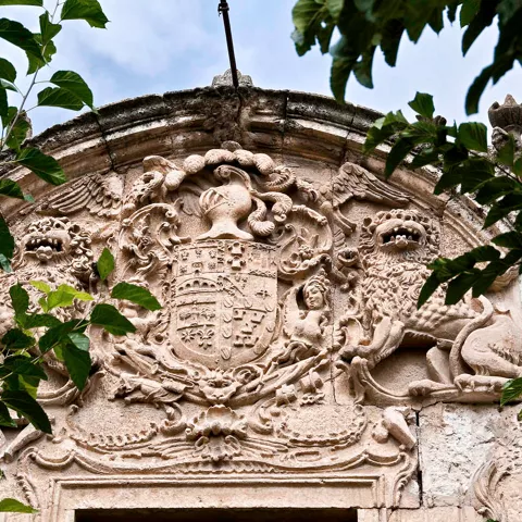 Escudo del palacio de los Condes de Villaleal, La Roda