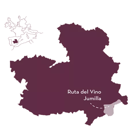 Mapa de Castilla-La Mancha mostrando destacada la provincia de Jumilla