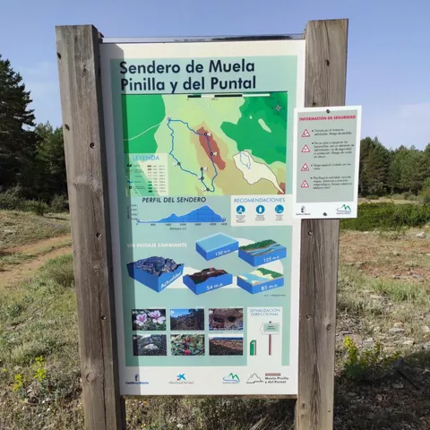 Panel indicativo del sendero de Muela Pinilla y del Puntal