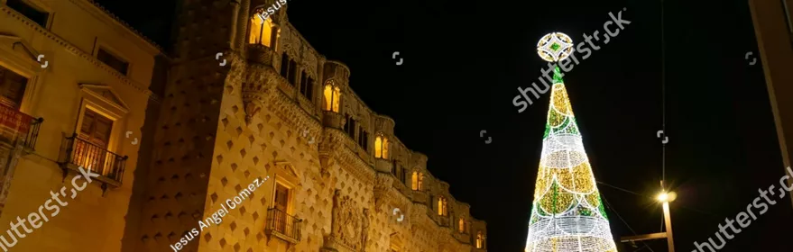 Guadalajara, Castilla-La Mancha, España. 01-12-2022. Palacio de Infantado en Navidad, Guadalajara, España.