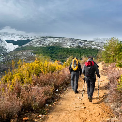 Senderistas camino del pico del Ocejón, Valverde de los Arroyos