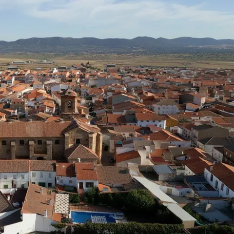 La localidad de Agudo desde el aire