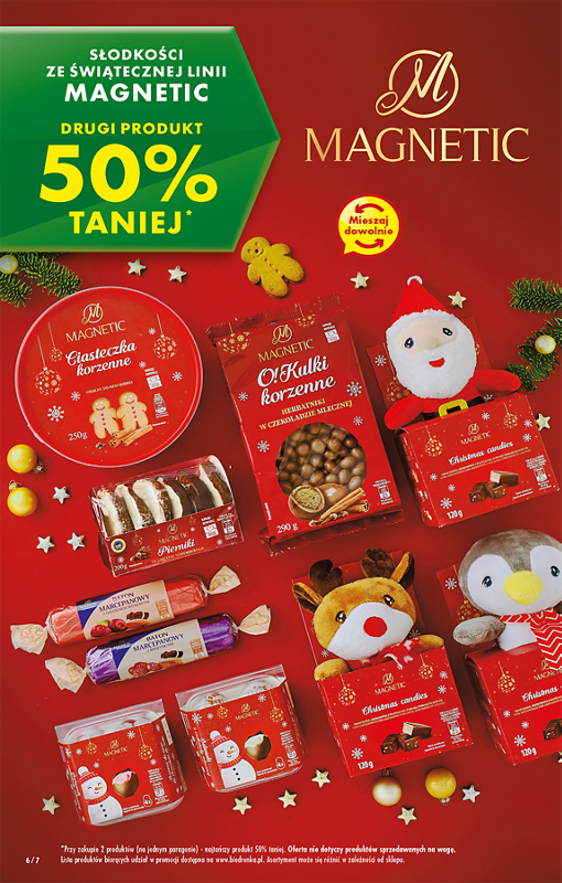 Oferta Biedronka od 5.12: świąteczne słodyczne magnetic drugi produkt 50% taniej