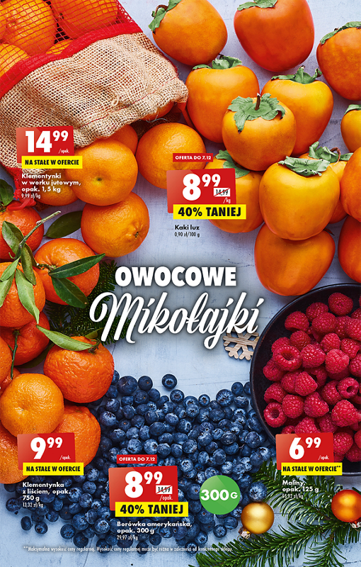 Oferta Biedronka od 5.12: klementynki, kaki, borówki amerykańskie, maliny