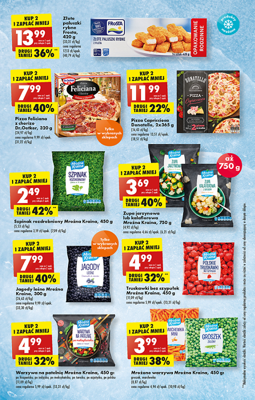 Oferta Biedronka od 5.12: pizza feliciana, pizza capricciosa, szpinak rozdrobniony, paluszki rybne, mrożone owoce i warzywa