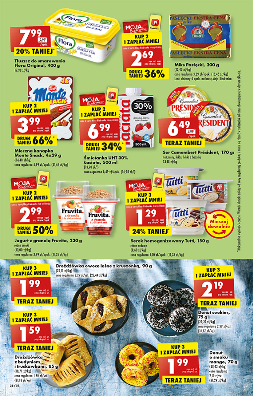 Oferta Biedronka od 5.12: serek homogenizowany, jogurt z granolą, ser camembert, mleczna kanapka, drożdżówka, donut