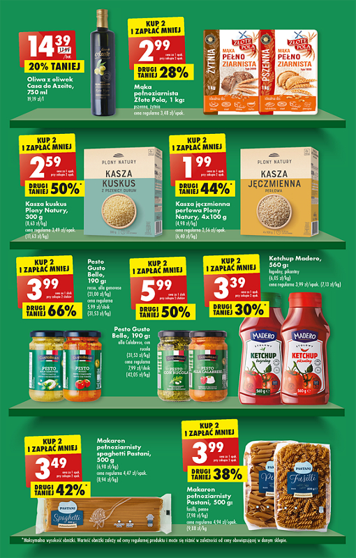 Oferta Biedronka od 5.12: oliwa z oliwek, mąka pełnoziarnista, kasza kuskus, kasza jęczmienna, pesto, makaron pełnoziarnisty, ketchup