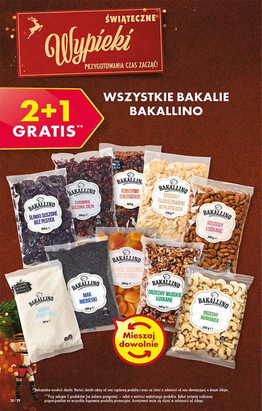 Oferta Biedronka od 5.12: wszystkie bakalie bakallino 2+1 gratis