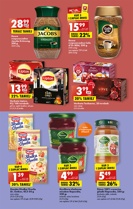 Oferta Biedronka od 5.12: kawa rozpuszczalna jacobs kronung, herbata lipton, herbata tookanne, kaszka, konfitura, dżem