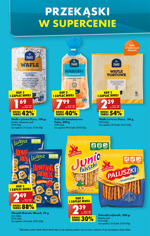 Oferta Biedronka od 5.12: wafle ryżowe, bułeczki śniadaniowe, wafle tortowe, chrupki monster munch, paluszki lajkonik