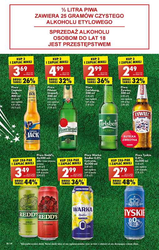 Oferta Biedronka od 5.12: piwo captain jack, pilsner urquell, carlsberg, żywiec, redds, warka, tyskie 0,0%