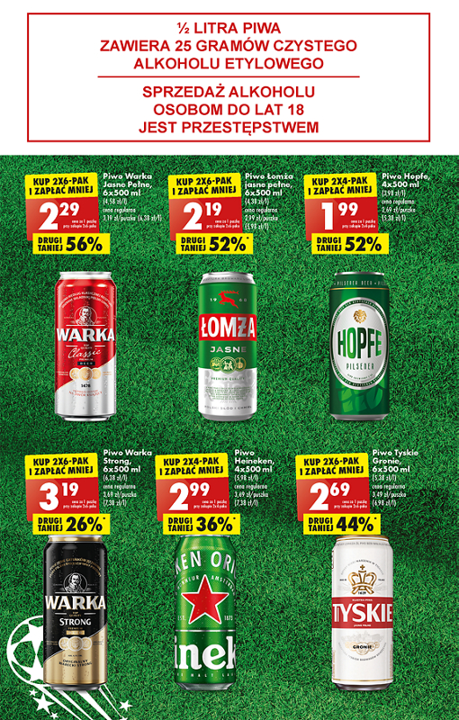 Oferta Biedronka od 5.12: piwo warka, łomża jasne, hopfe, warka strong, heineken, tyskie