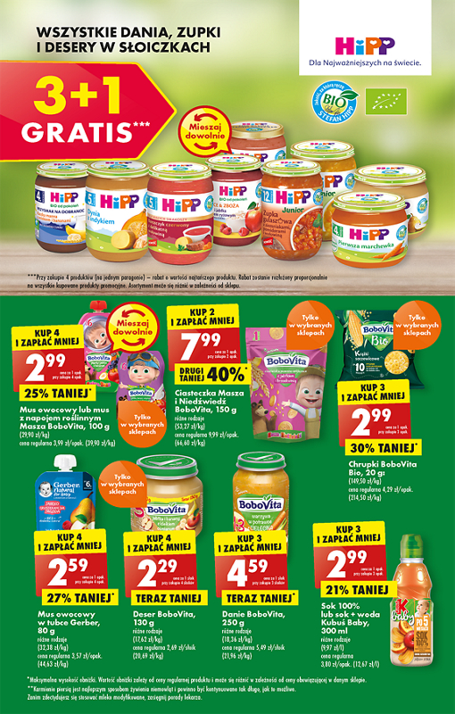 Oferta Biedronka od 5.12: wszystkie dania, zupki i desery w słoiczkach hipp 3+1 gratis, mus owocowy, sok kubuś baby, deser bobovita, danie bobovita, mus owocowy gerber