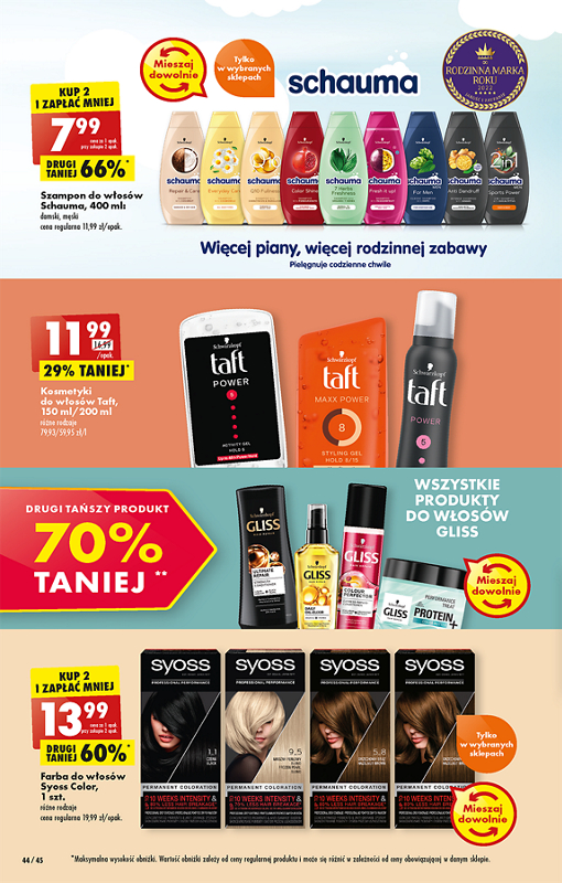 Oferta Biedronka od 5.12: szampon schauma, kosmetyki do włosów taft, wszystkie produkty do włosów gliss drugi 70% taniej, farba do włosów syoss color