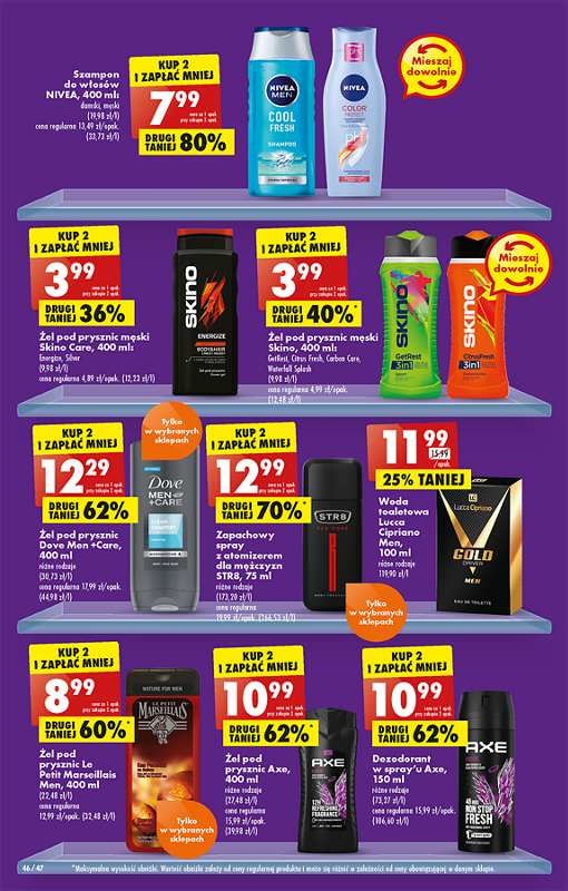 Oferta Biedronka od 5.12: szampon nivea, żel pod prysznic dove men care, żel petit marseillais, axe, dezodorant axe