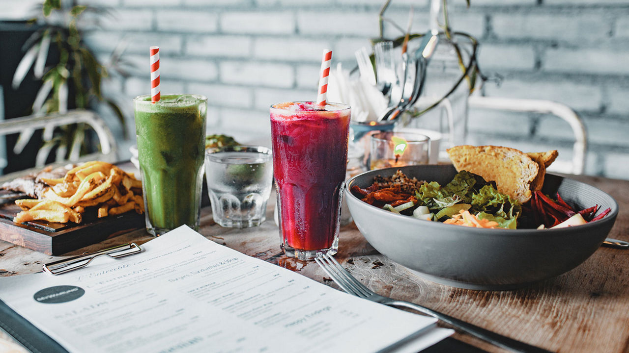 Beautiful table with healthy food