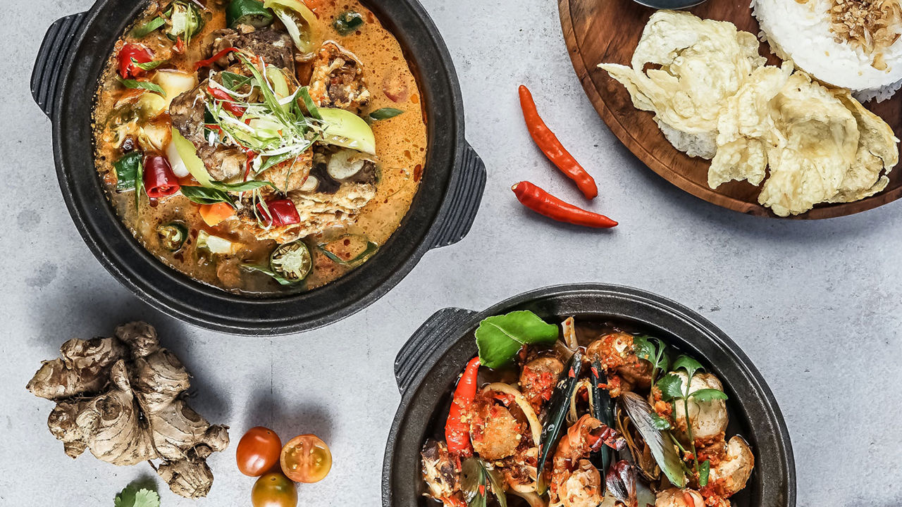 Variety of foods on table