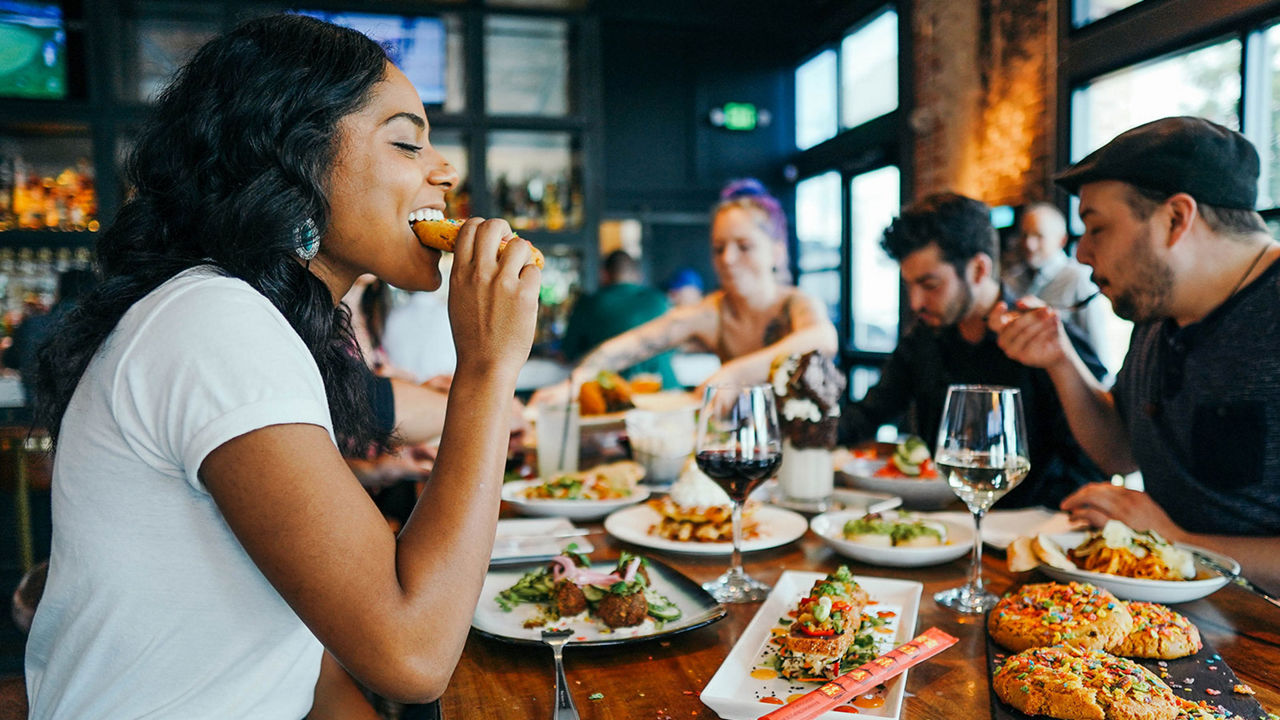 Woman enjoying meal