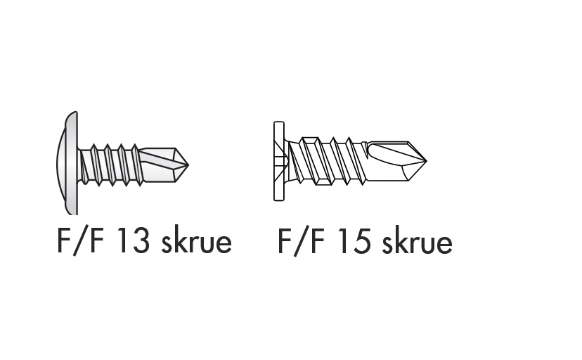 Knauf - Skrue, F/F, 13 og 15 - FF skrue 13 og 15