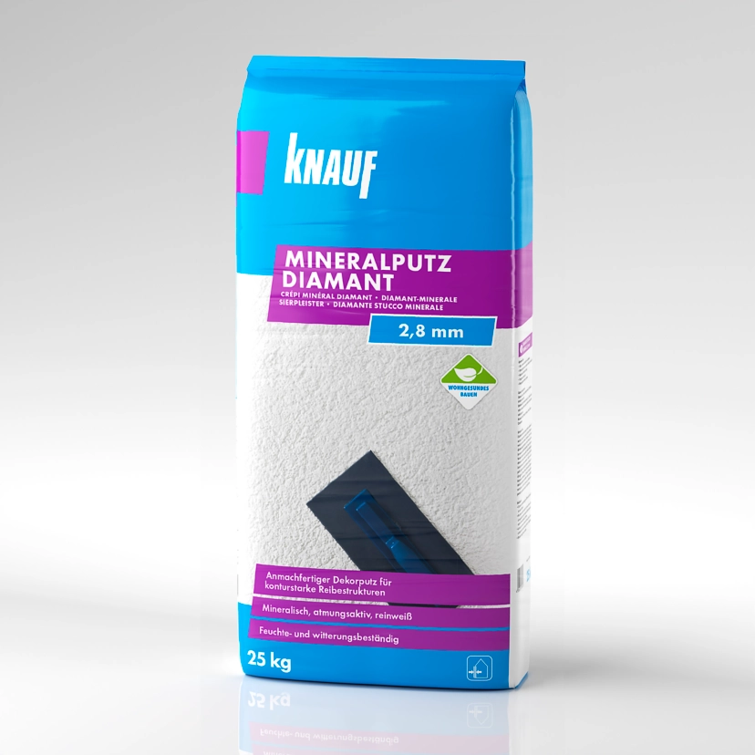 Knauf - Mineralputz Diamant 2,8 mm - 4006379035281_Mineralputz Diamant_front_25 kg_ 2,8 mm