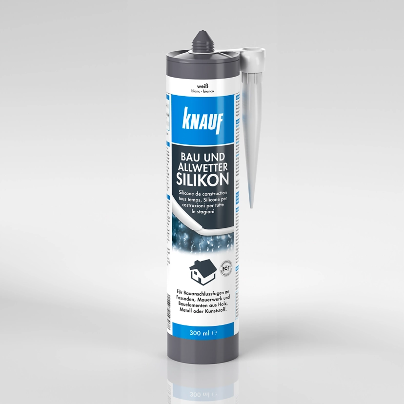 Knauf - Bau & Allwetter Silikon - 4006379143078_Bau- und Allwetter-Silikon_front_300 ml_weiß