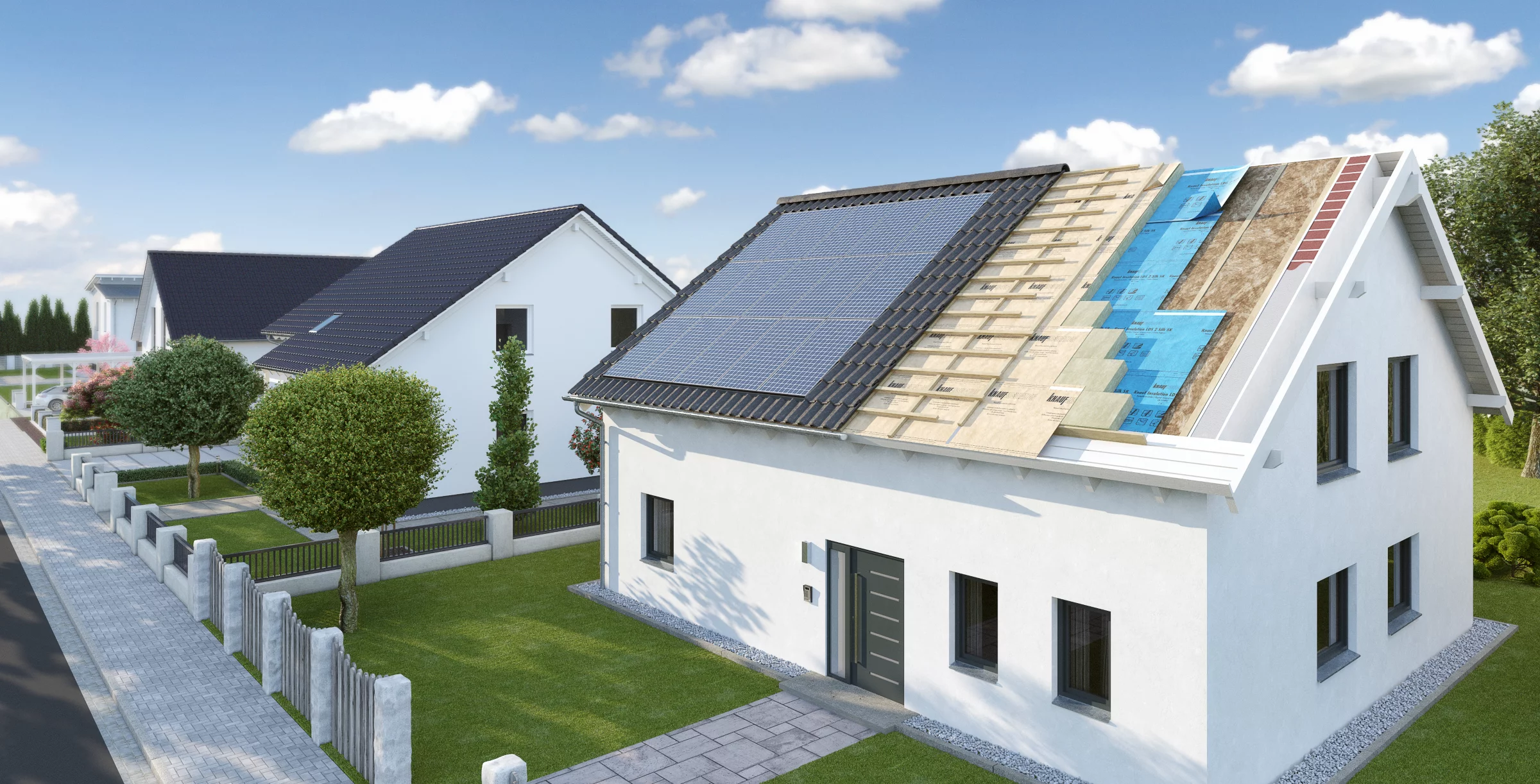 Dach Daemmung von aussen mit Solar Schicht Rendering