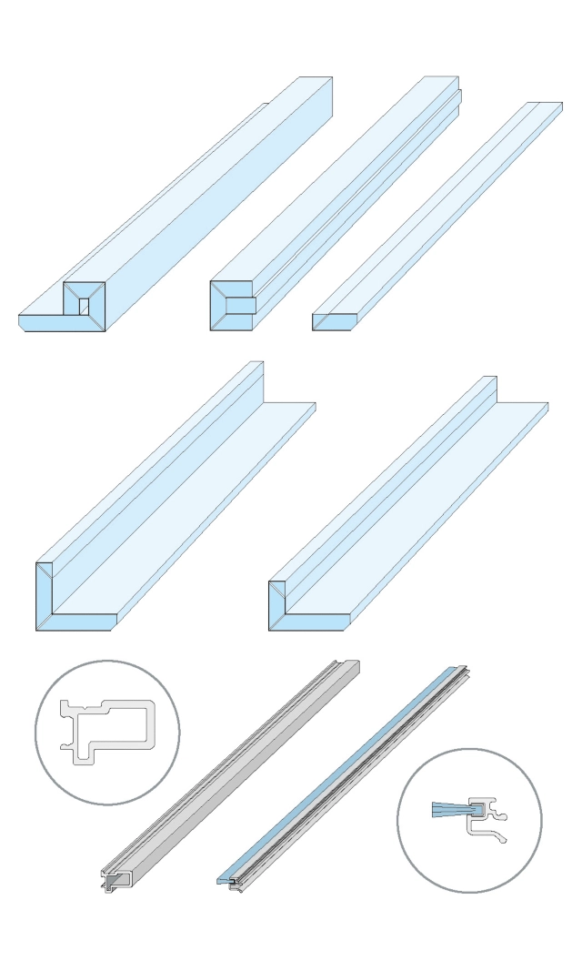 Knauf - Zargenlose Türlaibung Pocket Kit für Glastürblatt