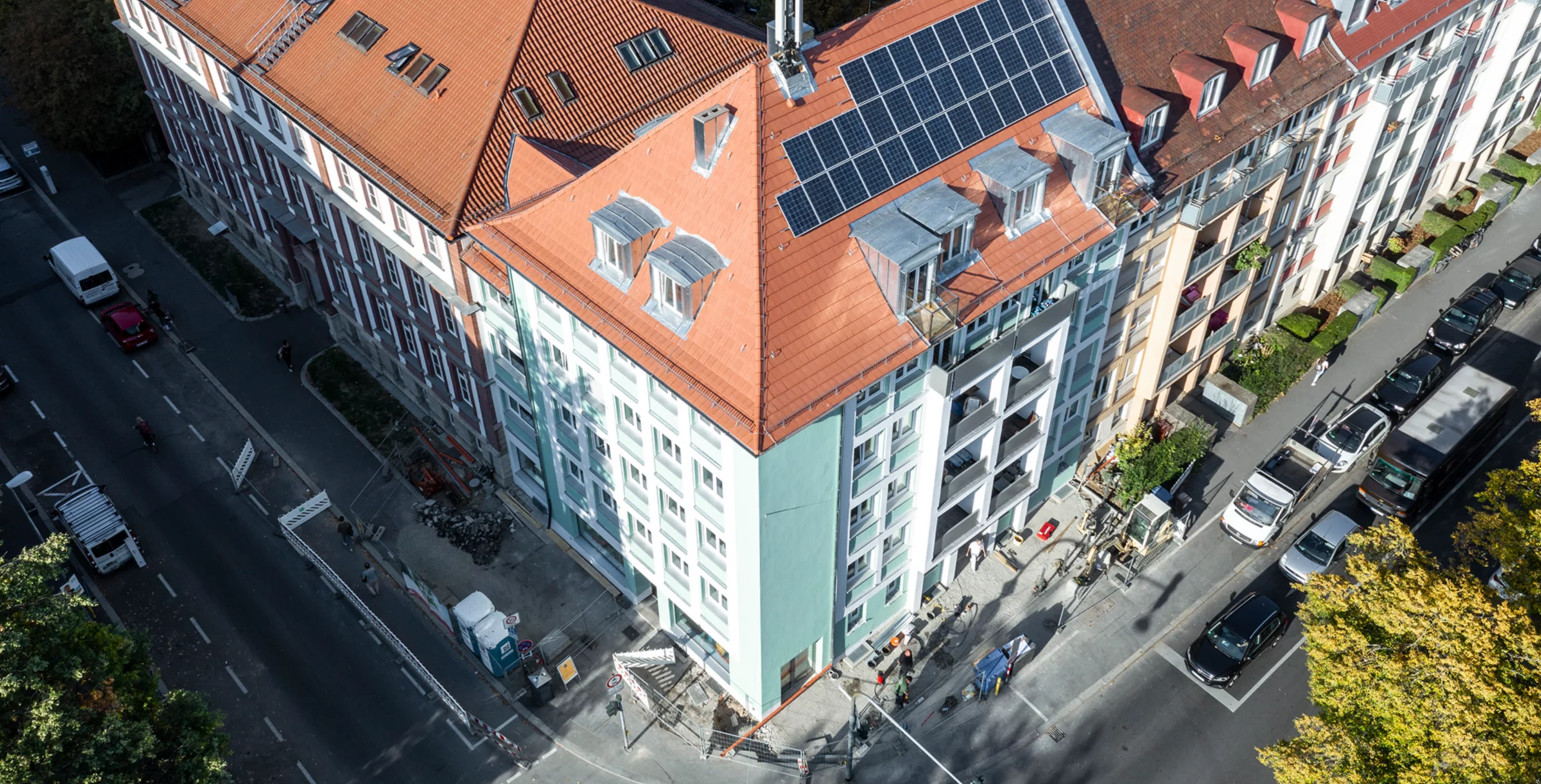 Referenz Sanderring Würzburg Dach fertig Luftaufnahme