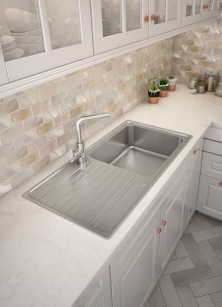 Hone 800mm Inset Sink With Draining Board