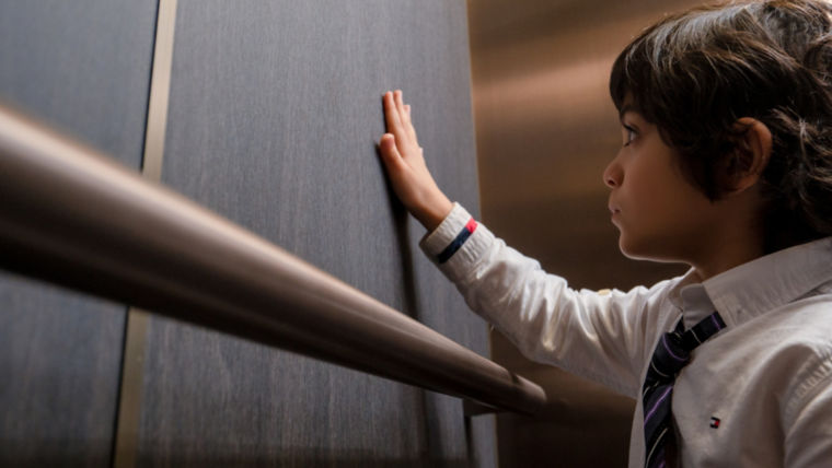 Boy in an elevator