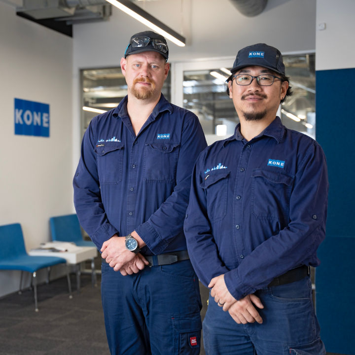 Christopher Platt and Bo Liu at KONE office.