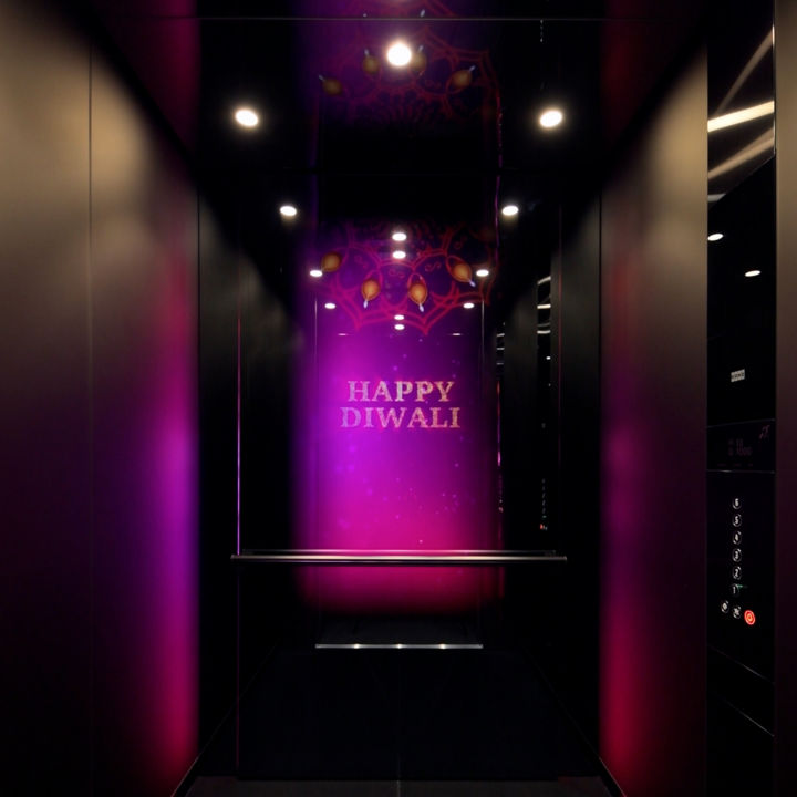 Diwali theme for the KONE Mirror Display car.