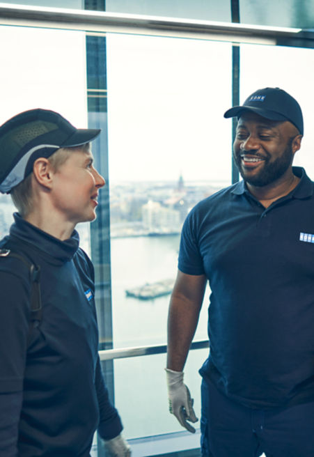 KONE maintenance technicians in hotel elevator
