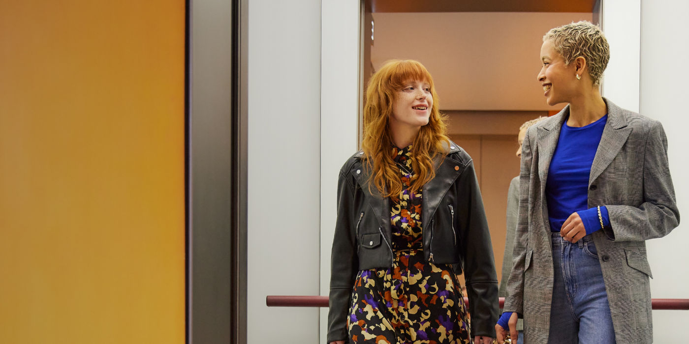 Women inside building.