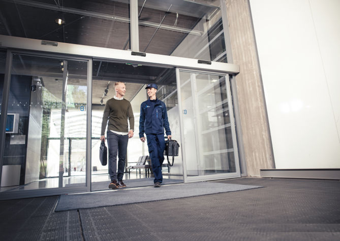 Technician business man walking