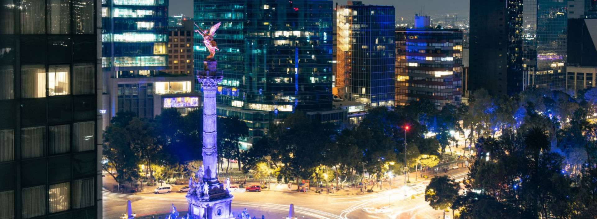 Vista de Ciudad de México de noche