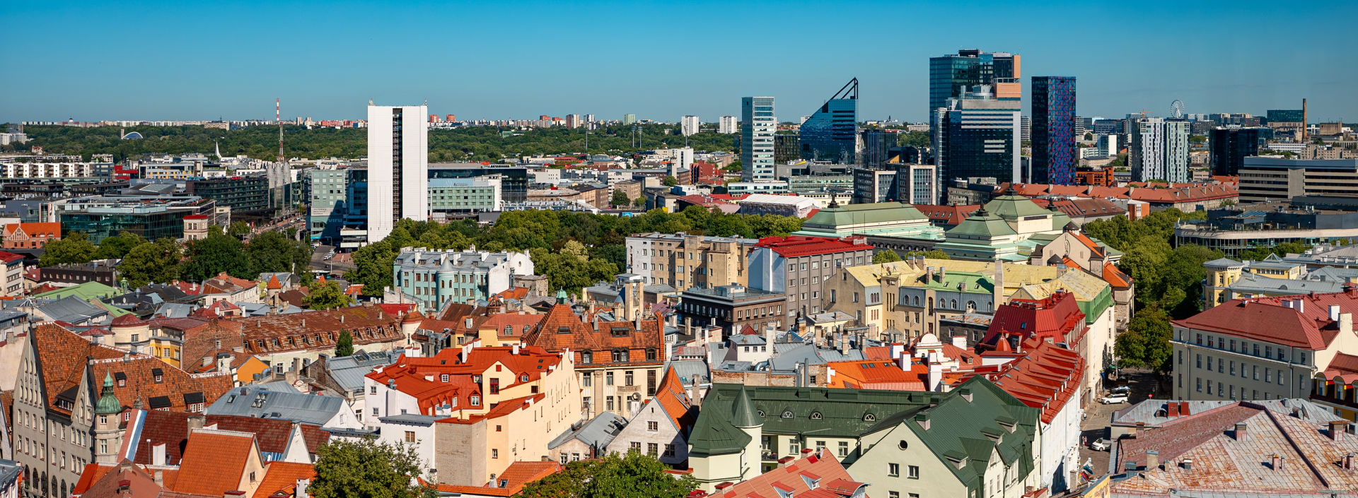 The old town and the new modern city of Tallinn.