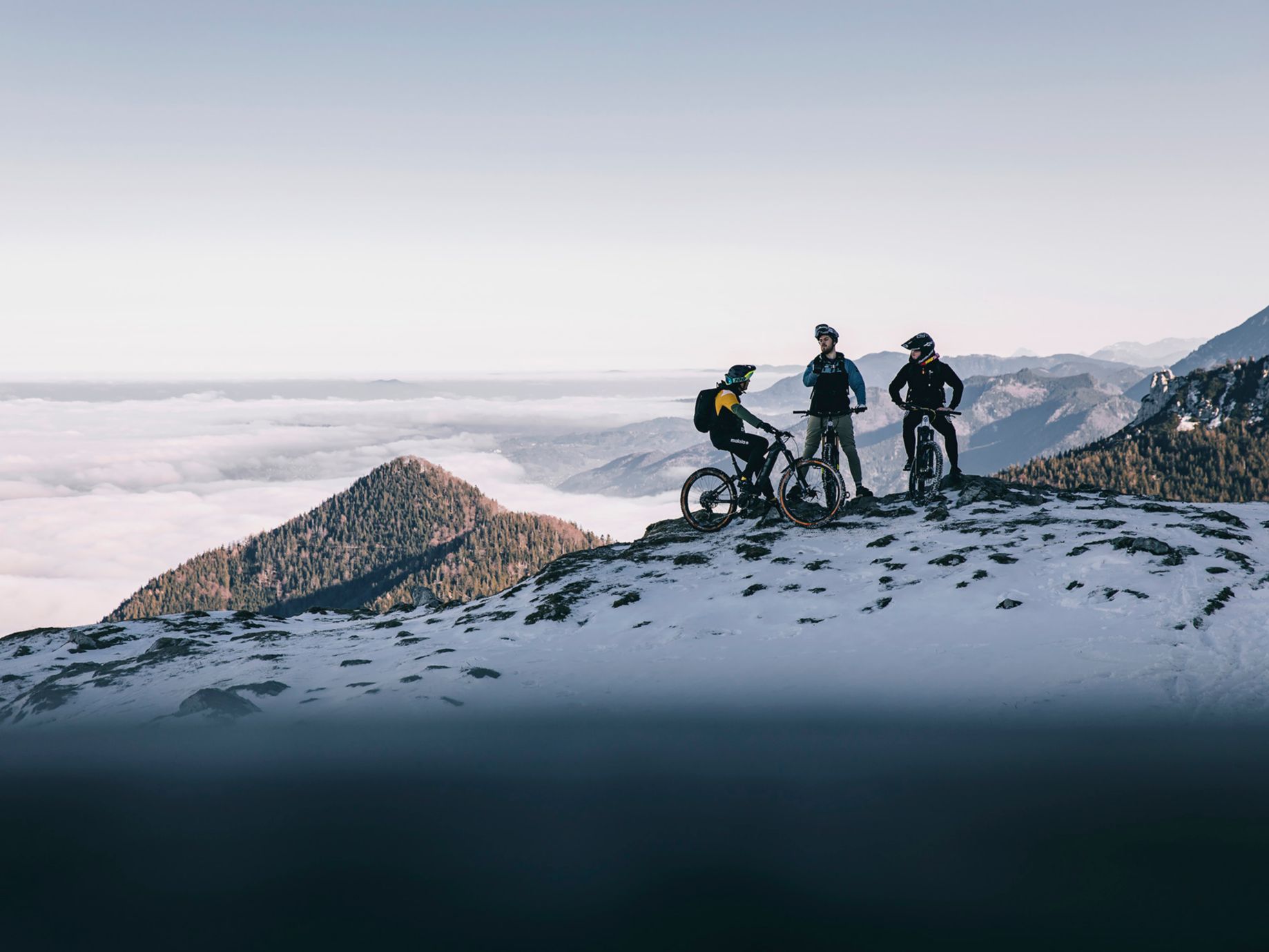 Mountain biking on store snow