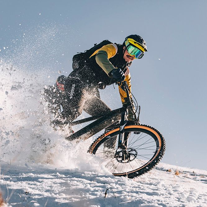 Mountain biking in the snow sale