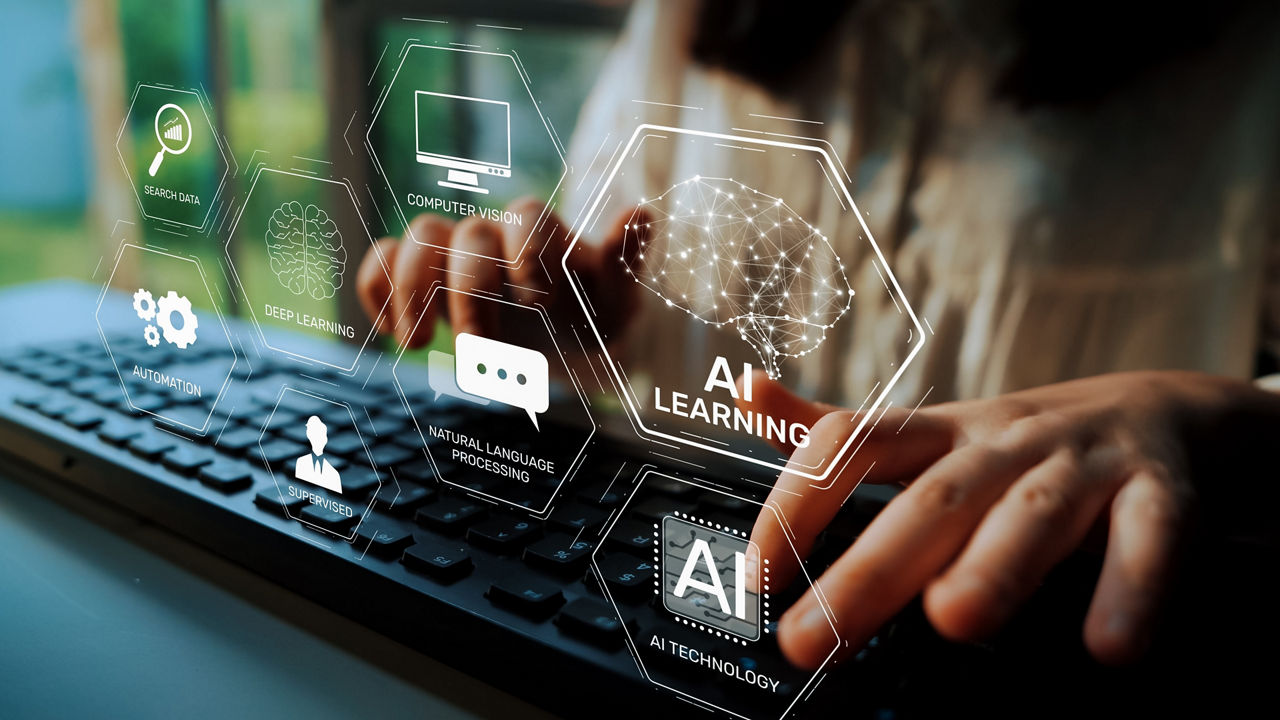AI learning system involves deep learning, supervised machine learning, and natural language processing. AI learning diagram shows how AI advances learn in automation and data processing. Muxer