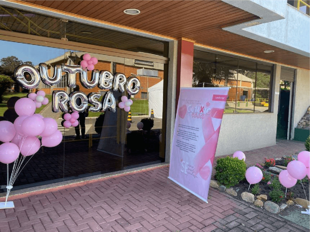 Picture of balloons in front of office building