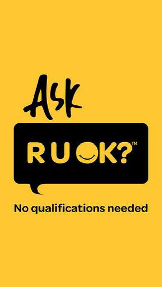 image with "Askk R U OK?" on yellow background