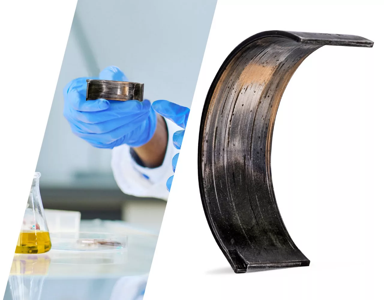 Engine bearing damage caused by inadequate lubrication from poor oil filtration