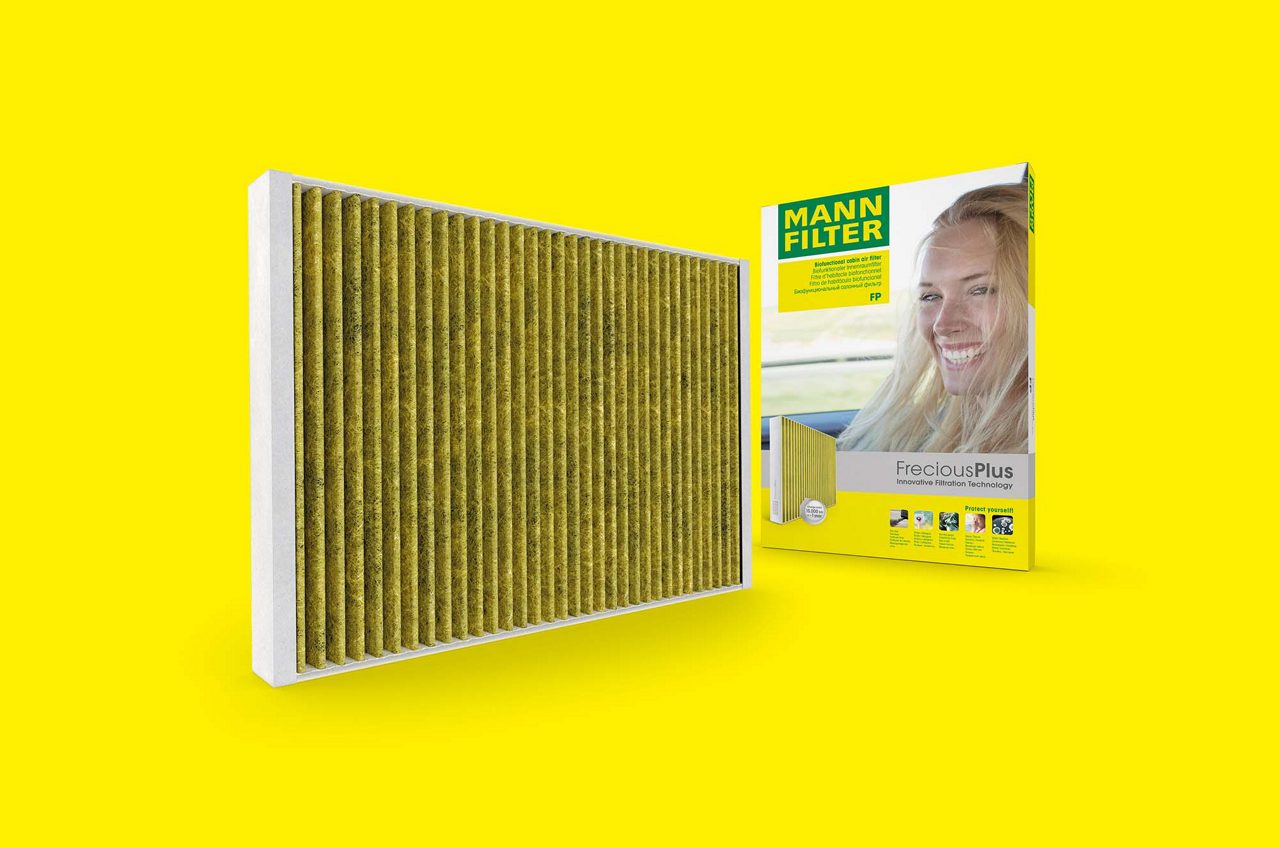 Cabin air filter with biofunctional filter