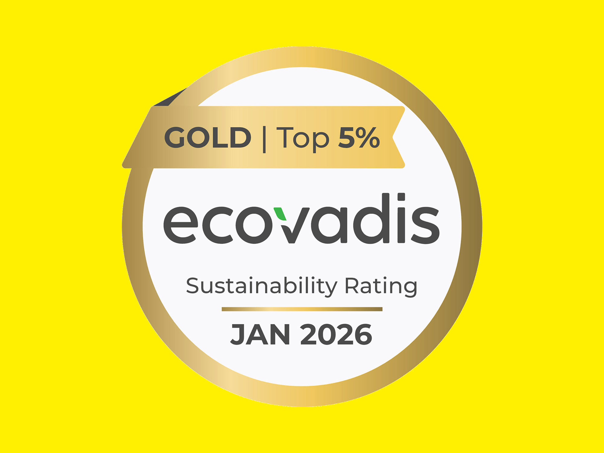 Ecovadis Rating January 2026 on a yellow background