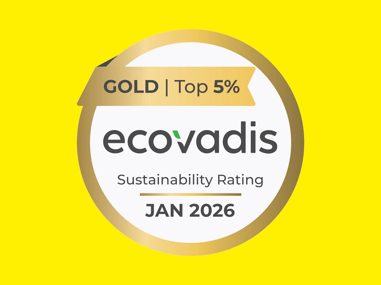 Ecovadis Rating January 2026 on a yellow background