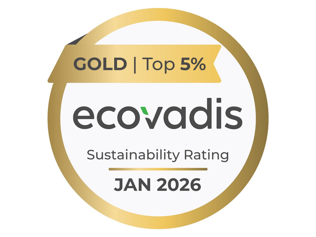 Golden EcoVadis award for sustainability performance with a Sustainability Rating